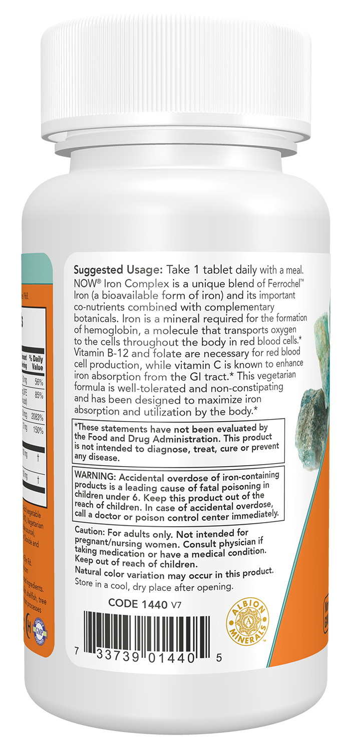 NOW Foods Iron Complex 100 tabs — Iron Complex 100 tabs support