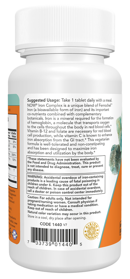 NOW Foods Iron Complex 100 tabs — Iron Complex 100 tabs support