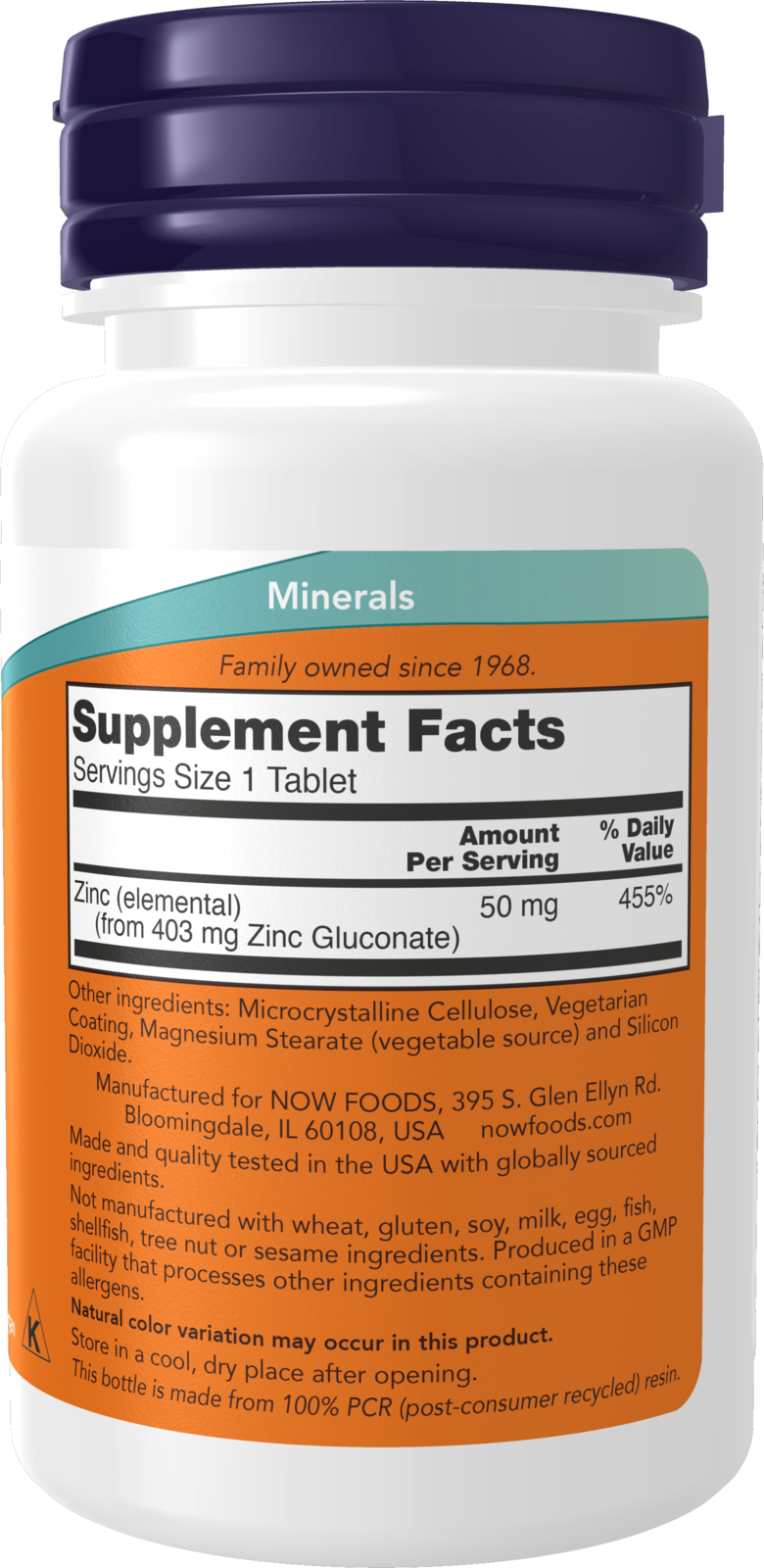 NOW Foods Zinc 50mg 100 — Zinc 50mg 100 facts