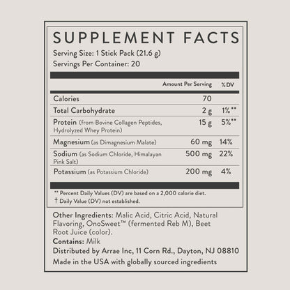 Arrae Clear Protein+ — Single Serving facts