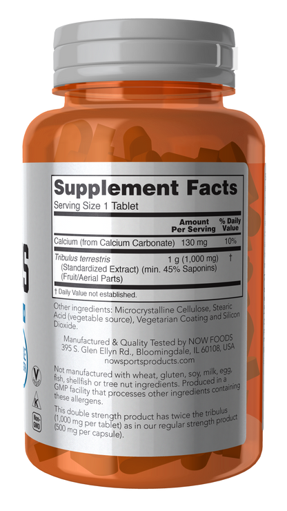 NOW Foods Tribulus 1000mg 90tabs — Tribulus 1000mg 90tabs facts