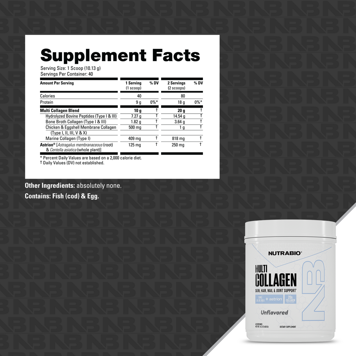 NutraBio Multi Collagen 45 serving — Multi Collagen 45 serving facts