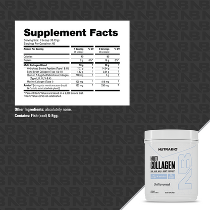 NutraBio Multi Collagen 45 serving — Multi Collagen 45 serving facts