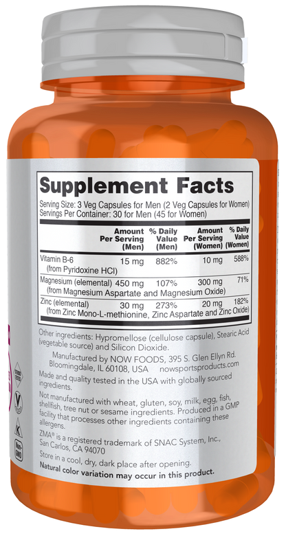 NOW Foods ZMA 800mg 90 Caps — ZMA 800mg 90 Caps facts