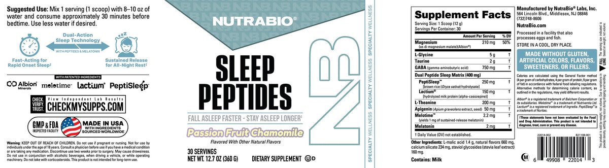 NutraBio SLEEP Peptides 30serving — SLEEP Peptides 30serving support