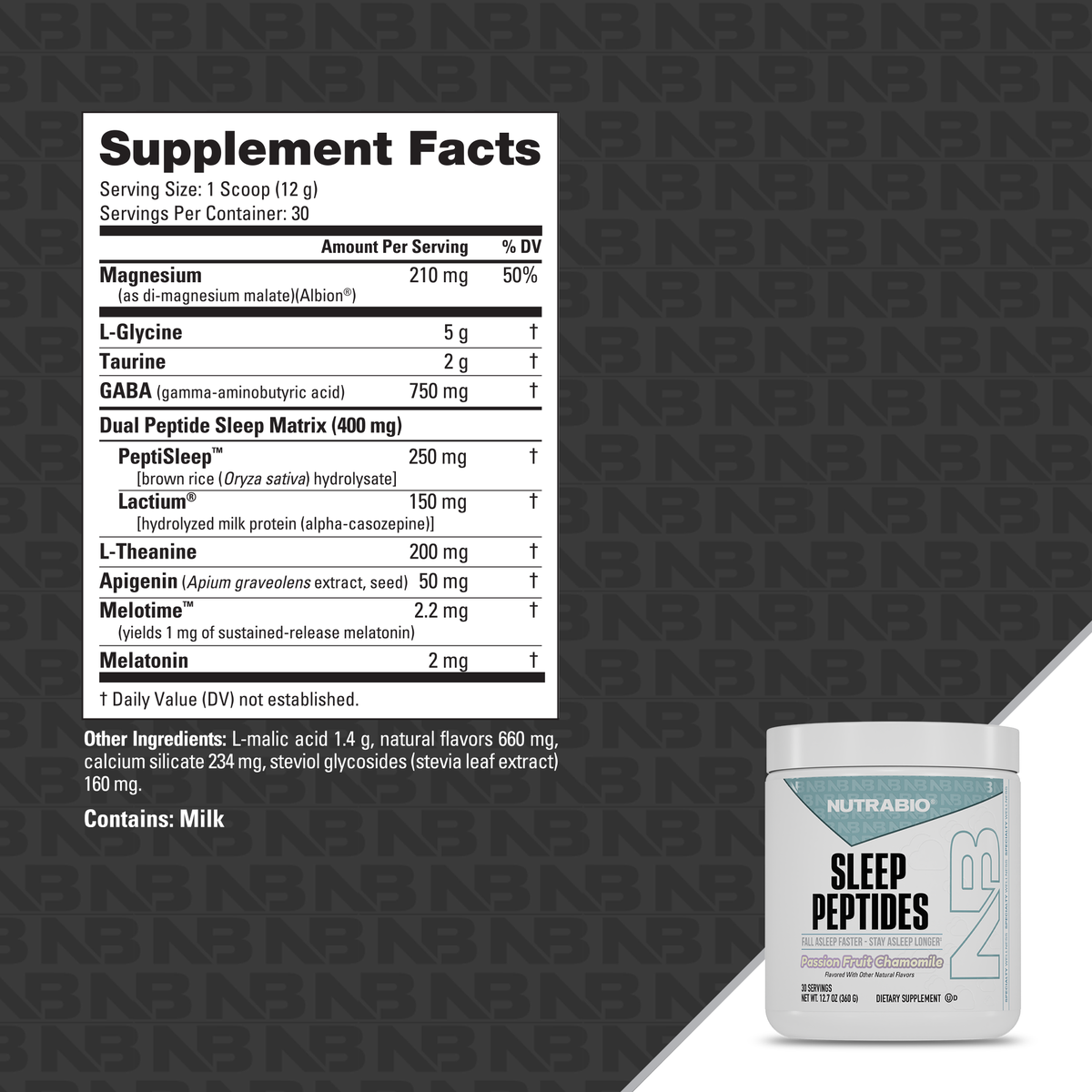NutraBio SLEEP Peptides 30serving — SLEEP Peptides 30serving facts