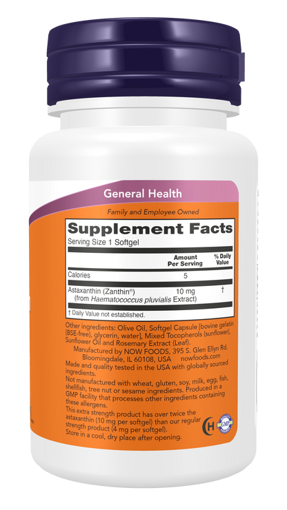 NOW Foods Astaxanthin Extra Strength 30 softgels — Astaxanthin Extra Strength 30 softgels facts