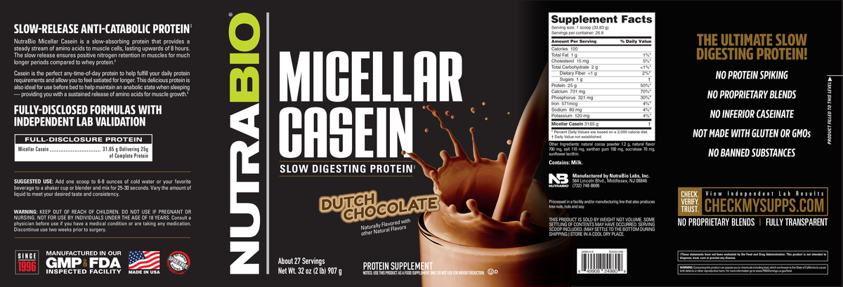 NutraBio Micellar Casein 2lb — Chocolate support