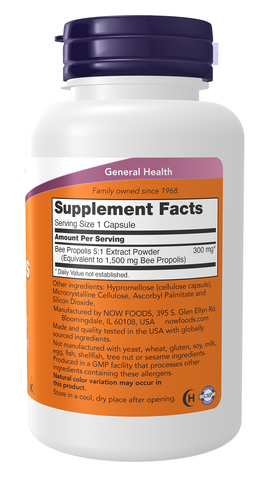 NOW Foods Propolis 1500 100vcaps — Propolis 1500 100vcaps facts
