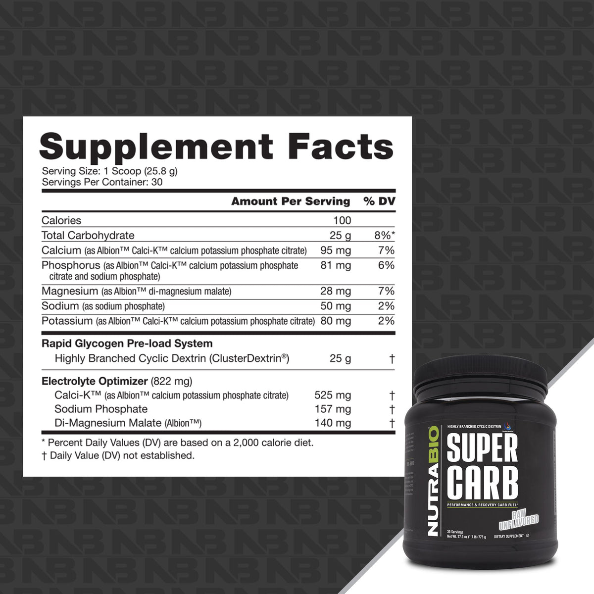 NutraBio Super Carb 30 Serving — Super Carb 30 Serving facts