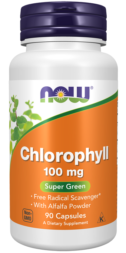 NOW Foods Chlorophyll 100mg 90vcaps — Chlorophyll 100mg 90vcaps hero
