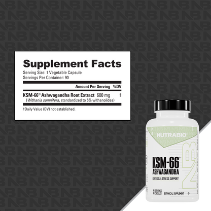 NutraBio Ashwagandha KSM-66 90 Capsules — Ashwagandha KSM-66 90 Capsules facts