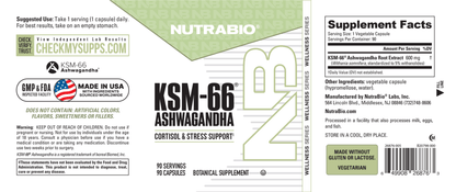 NutraBio Ashwagandha KSM-66 90 Capsules — Ashwagandha KSM-66 90 Capsules support