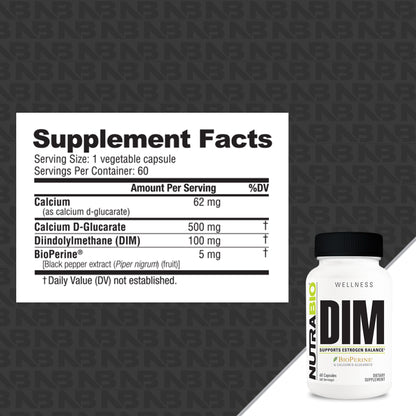 NutraBio DIM w/ Calcium D-glucarate 60 caps — DIM w/ Calcium D-glucarate 60 caps facts