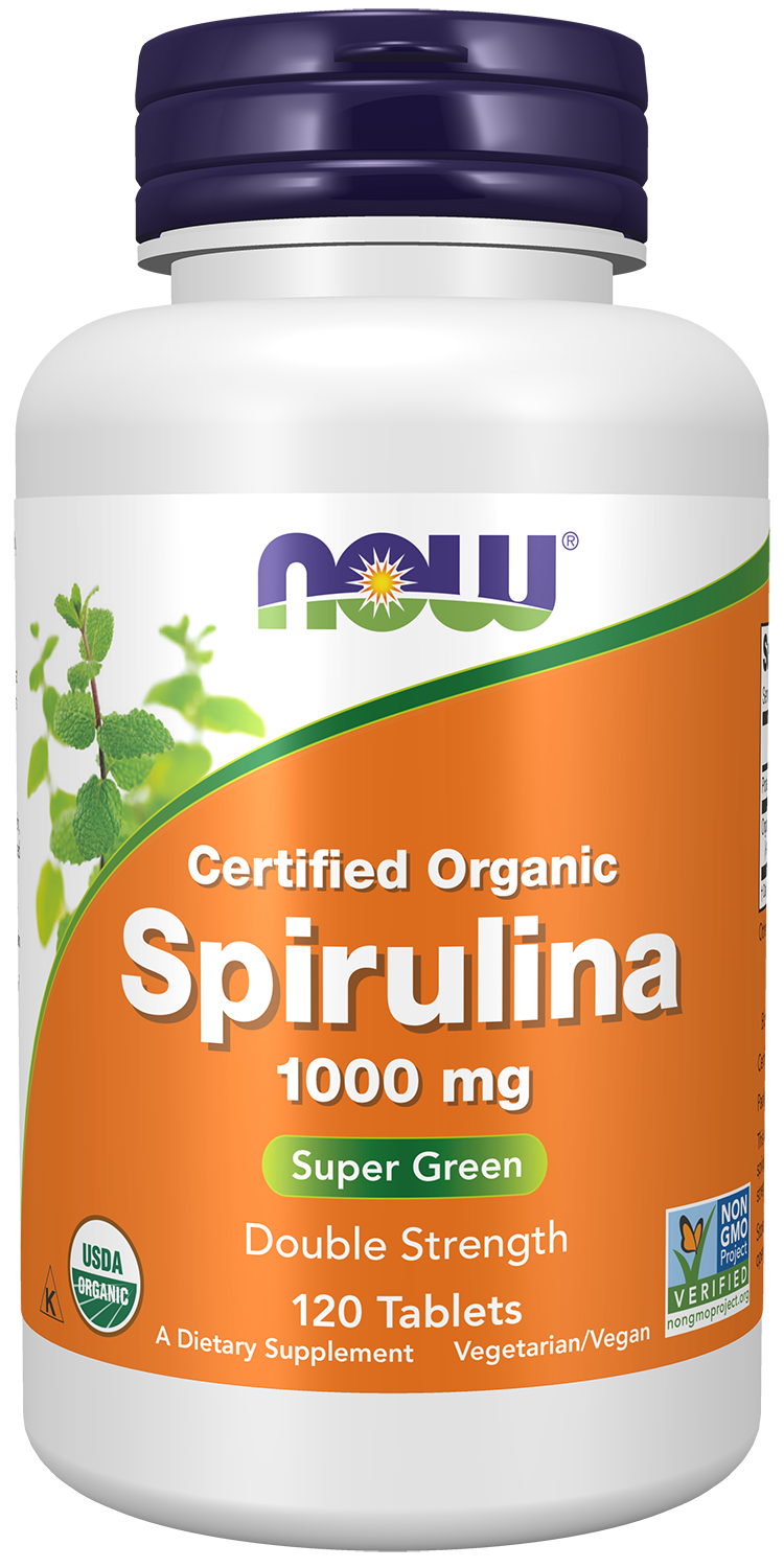 NOW Foods Organic Spirulina 1000mg 120tabs — Organic Spirulina 1000mg 120tabs hero