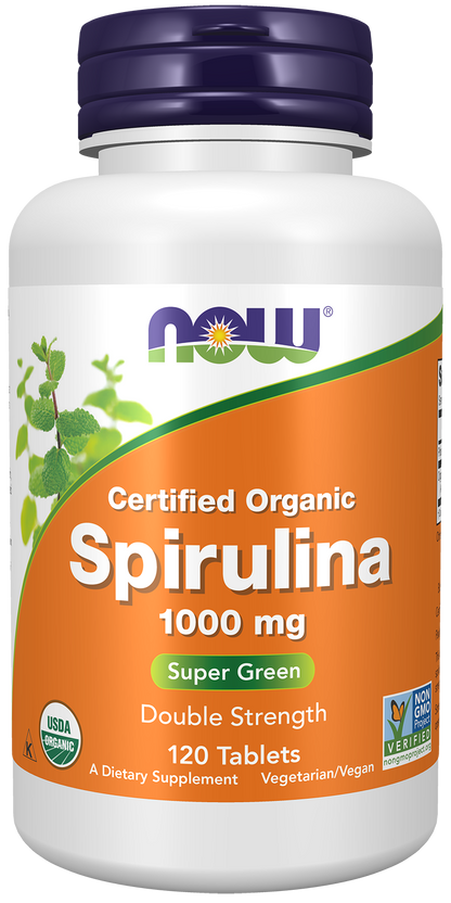 NOW Foods Organic Spirulina 1000mg 120tabs — Organic Spirulina 1000mg 120tabs hero