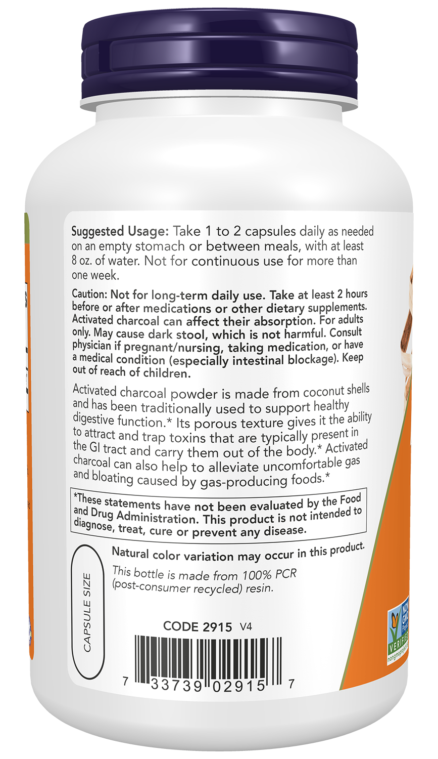 NOW Foods Activated Charcoal 200 caps — Activated Charcoal 200 caps support