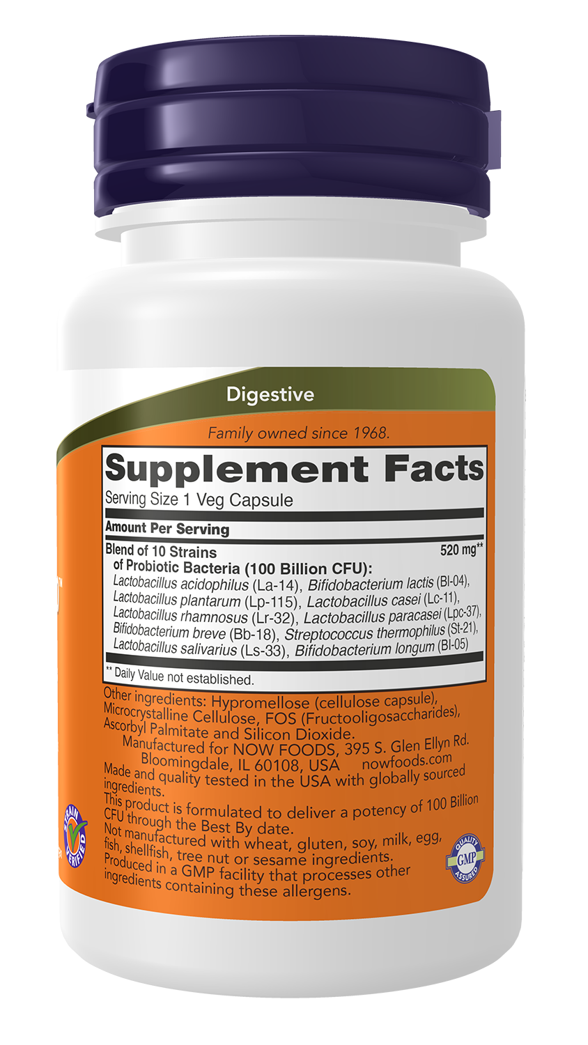NOW Foods Probiotic 100 Billion 30 caps — Probiotic 100 Billion 30 caps facts