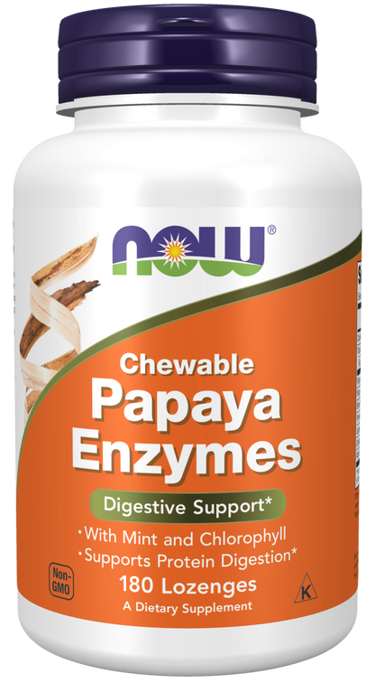 NOW Foods Papaya Enzyme 180 lozenges — Papaya Enzyme 180 lozenges hero