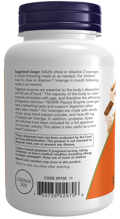 NOW Foods Papaya Enzyme 180 lozenges — Papaya Enzyme 180 lozenges support
