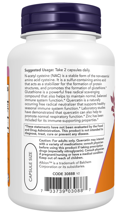 NOW Foods NAC Quercetin & Zinc 90caps — NAC Quercetin & Zinc 90caps support