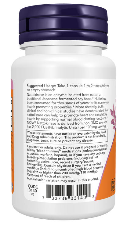 NOW Foods Nattokinase 100mg 60caps — Nattokinase 100mg 60caps support