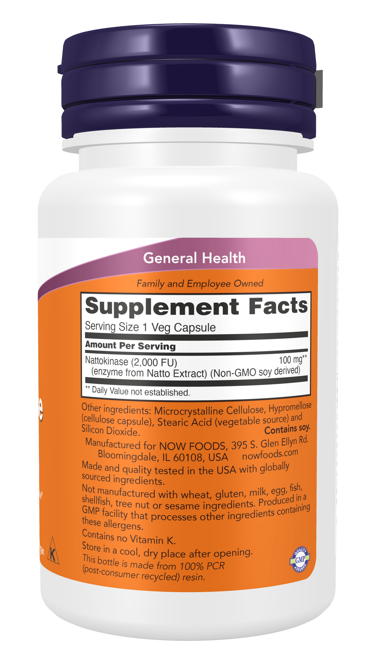 NOW Foods Nattokinase 100mg 60 vcaps — Nattokinase 100mg 60 vcaps facts