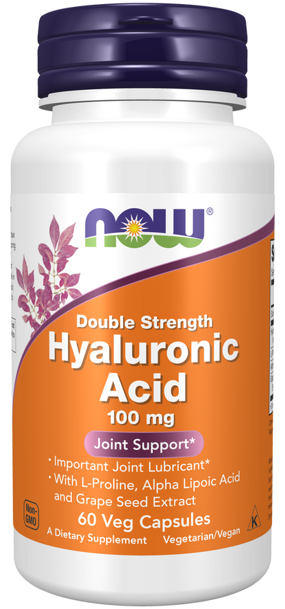 NOW Foods Hyaluronic Acid 100mg 2X PLUS 60 vcaps — Hyaluronic Acid 100mg 2X PLUS 60 vcaps hero