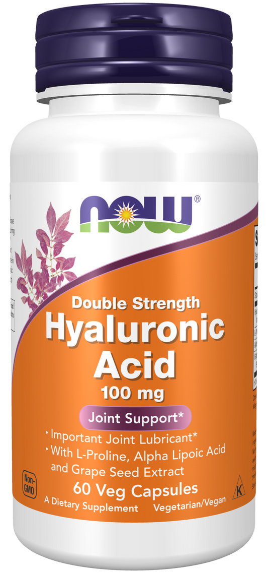 NOW Foods Hyaluronic Acid 100mg 2X PLUS 60 vcaps — Hyaluronic Acid 100mg 2X PLUS 60 vcaps hero