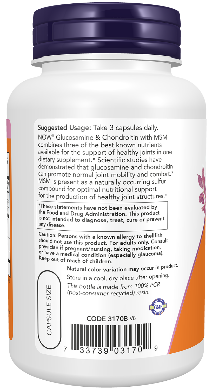 NOW Foods Glucosamine & Chondroitin with MSM — 90vcaps support