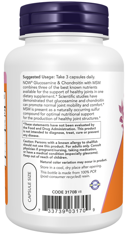 NOW Foods Glucosamine & Chondroitin with MSM — 90vcaps support