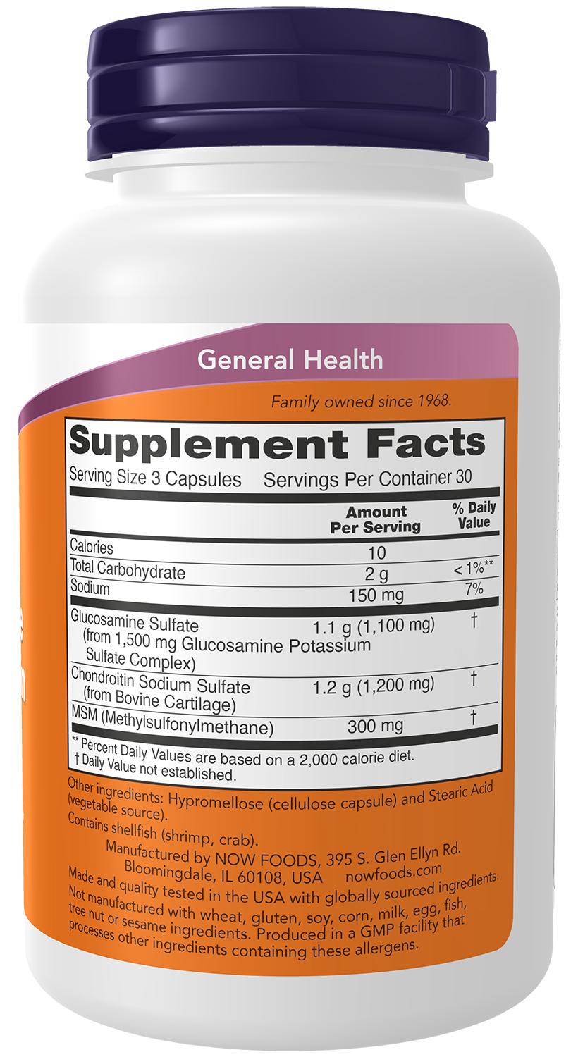 NOW Foods Glucosamine & Chondroitin with MSM — 90vcaps facts