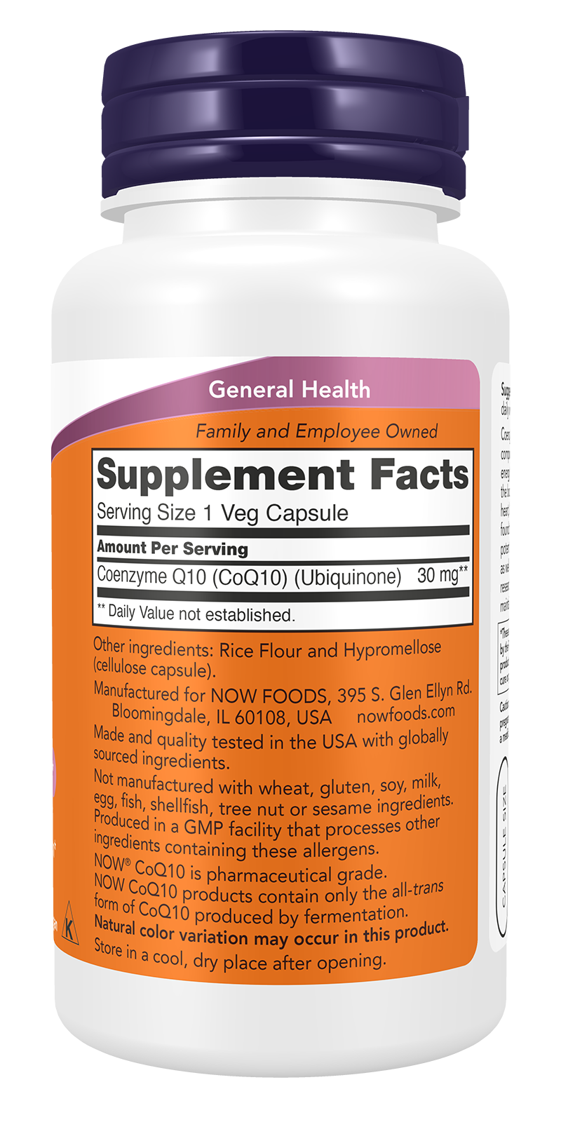 NOW Foods Coq10 30mg — 60vcaps facts