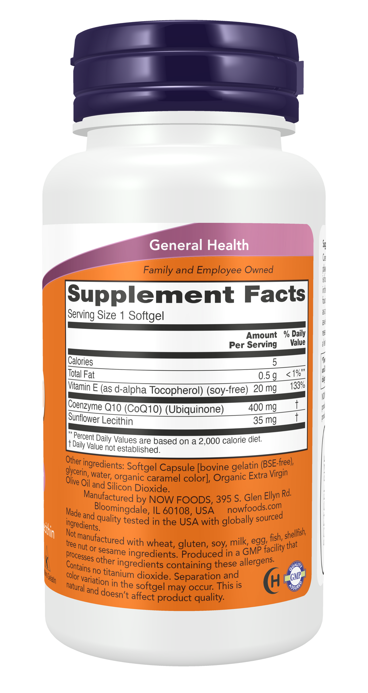 NOW Foods CoQ10 400mg 30 gels — CoQ10 400mg 30 gels facts