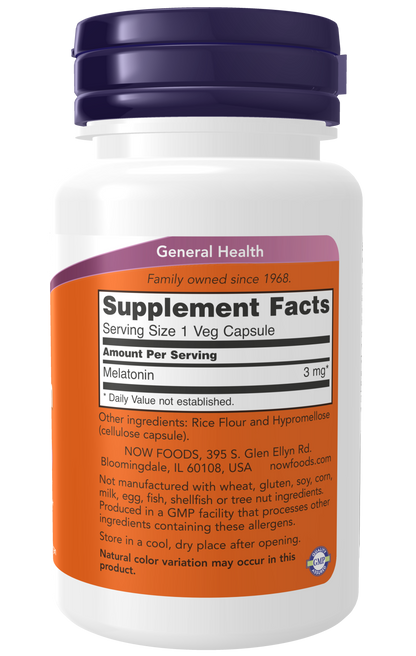NOW Foods Melatonin — 3mg facts