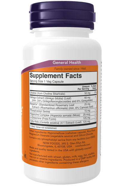 NOW Foods Brain Elevate 60 vcaps — Brain Elevate 60 vcaps facts