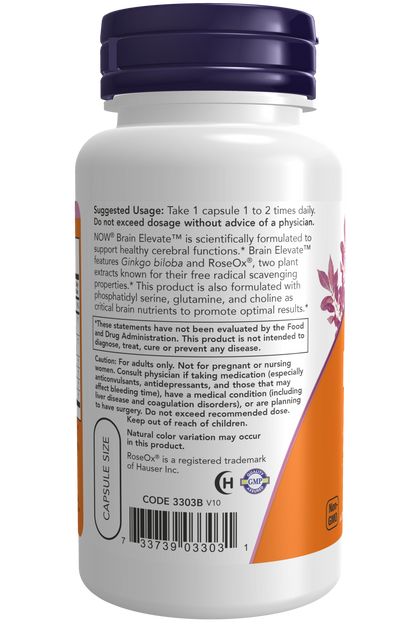NOW Foods Brain Elevate 60 vcaps — Brain Elevate 60 vcaps support