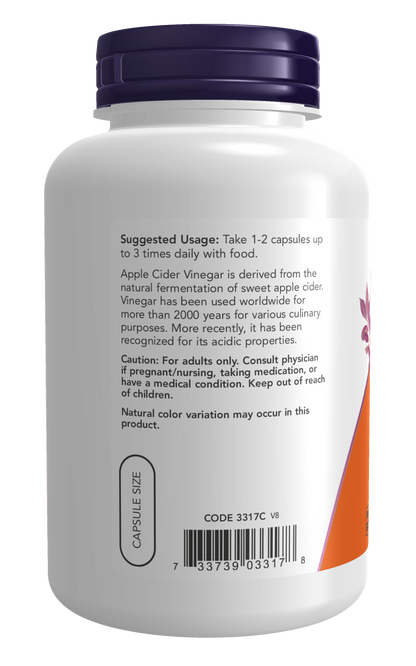 NOW Foods Apple Cider Vinegar 450mg 180 veg caps — Apple Cider Vinegar 450mg 180 veg caps support