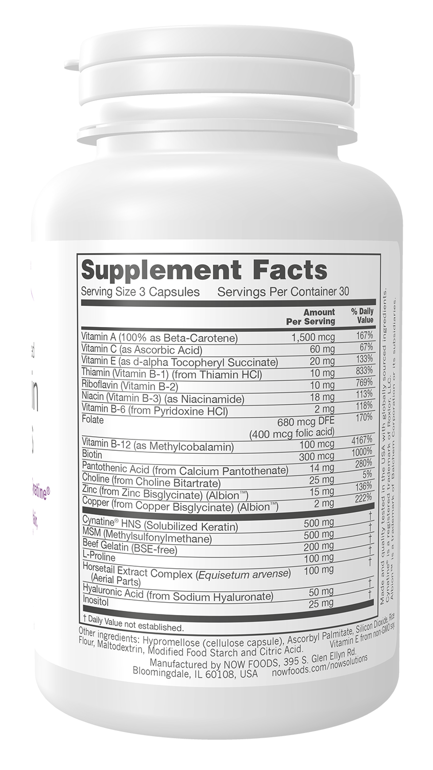 NOW Foods Clinical Hair Skin & Nails 90vcap — Clinical Hair Skin & Nails 90vcap facts