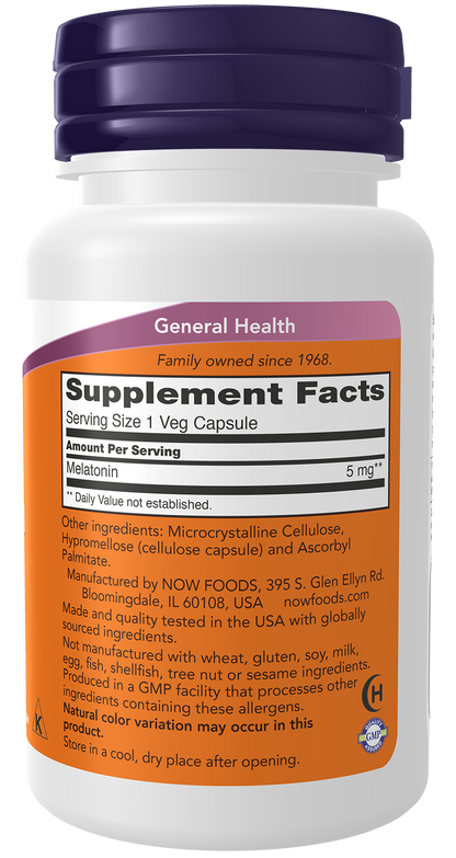 NOW Foods Melatonin — 5mg facts