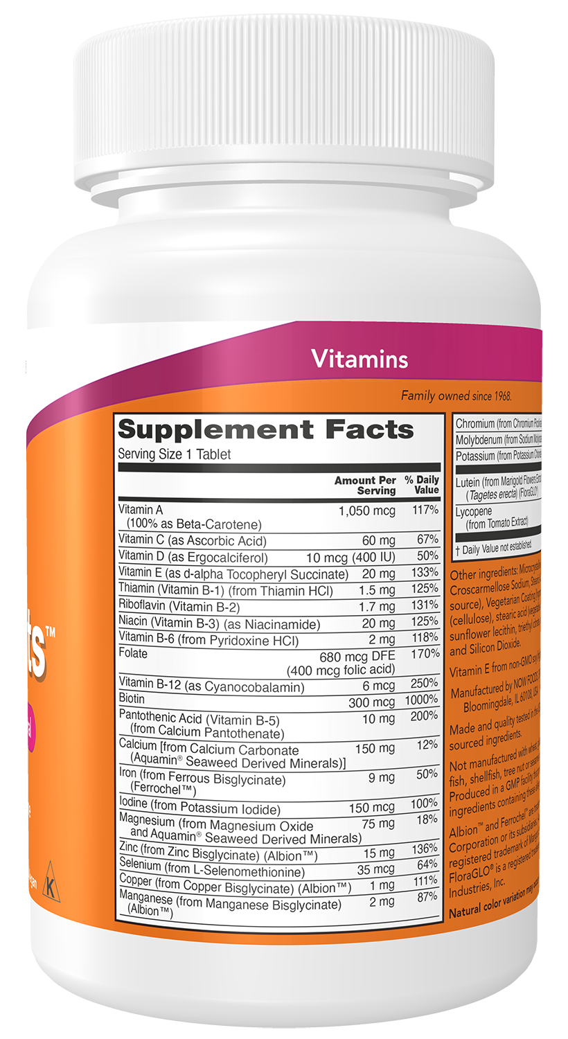 NOW Foods Daily Vits 100tabs — Daily Vits 100tabs facts