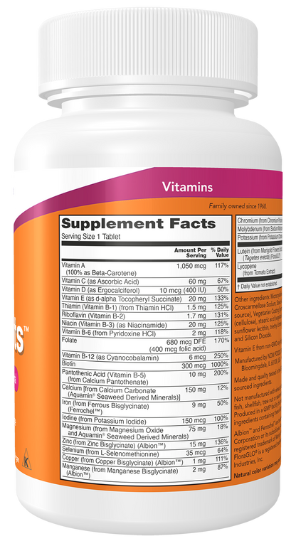 NOW Foods Daily Vits 100tabs — Daily Vits 100tabs support