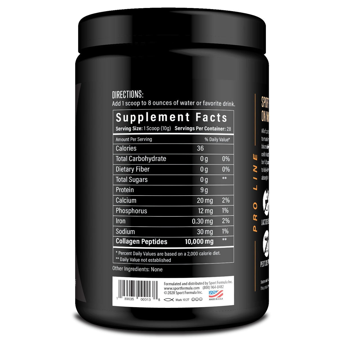 Sport Formula Collagen Peptides Powder 28 serving — Collagen Peptides Powder 28 serving facts