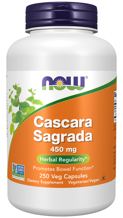 NOW Foods Cascara Sagrada 450mg 250 vcaps — Cascara Sagrada 450mg 250 vcaps hero