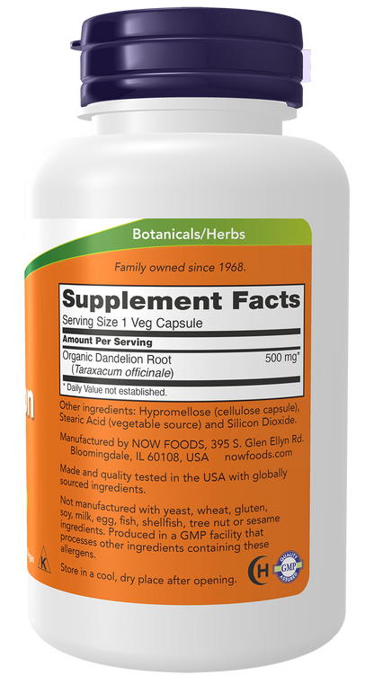NOW Foods Dandelion Root 500mg 100 vcaps — Dandelion Root 500mg 100 vcaps facts