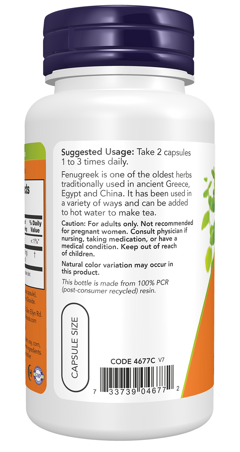 NOW Foods Fenugreek 500mg 100caps — Fenugreek 500mg 100caps support