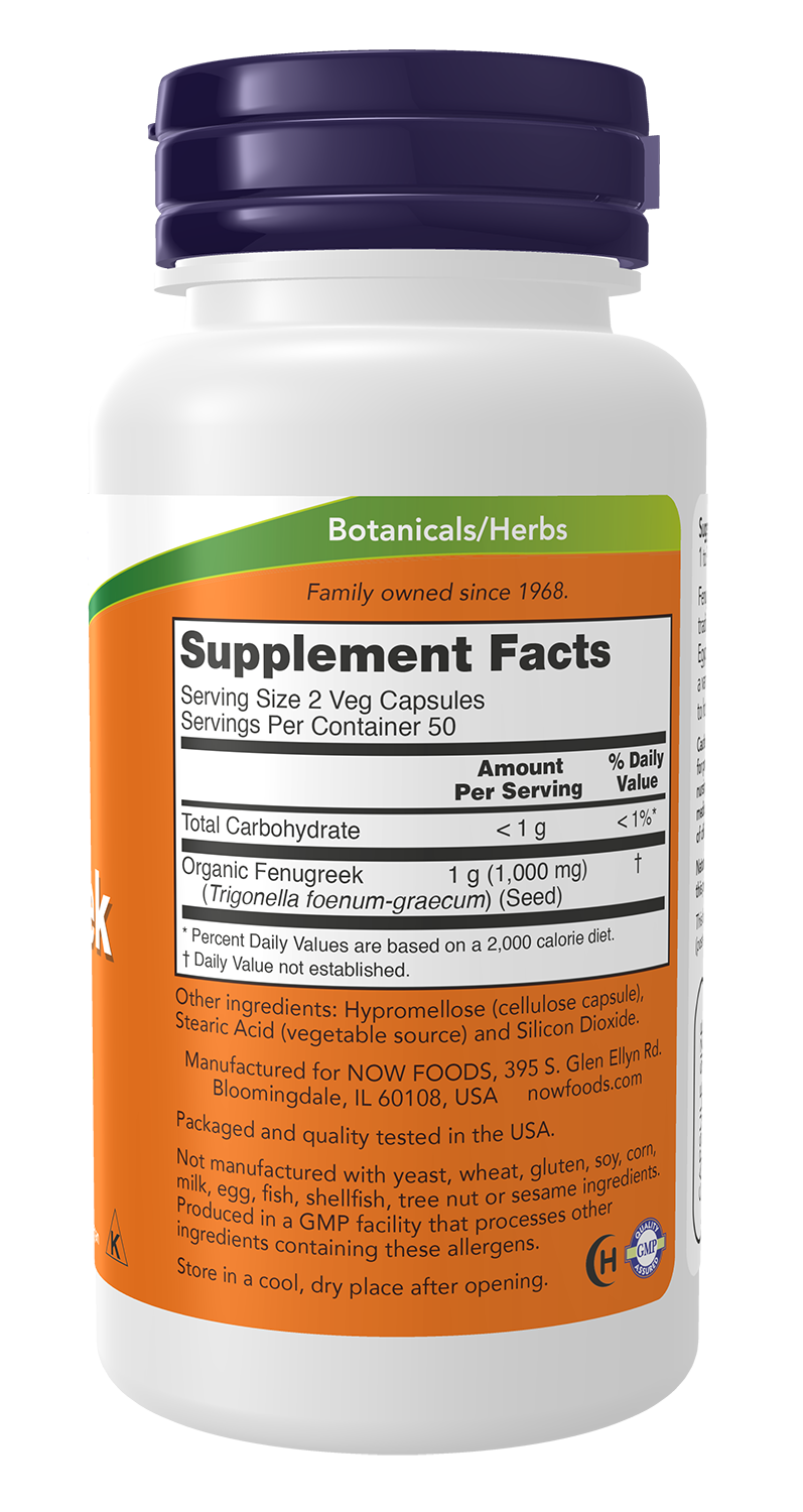NOW Foods Fenugreek 500mg 100caps — Fenugreek 500mg 100caps facts