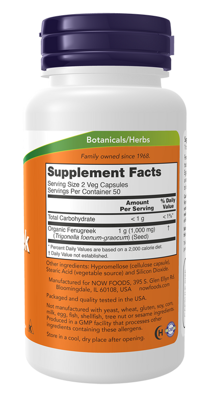 NOW Foods Fenugreek 500mg 100caps — Fenugreek 500mg 100caps facts