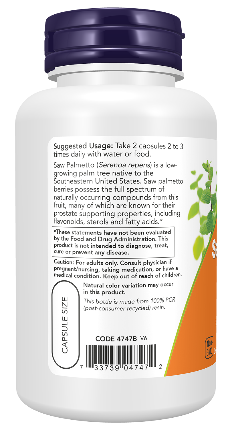 NOW Foods Saw Palmetto 550mg 100vcaps — Saw Palmetto 550mg 100vcaps support