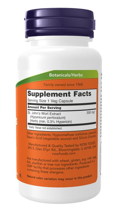 NOW Foods St Johns Wort 300mg 100vcaps — St Johns Wort 300mg 100vcaps facts